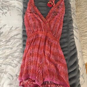 Pink Lace Sleeveless Romper